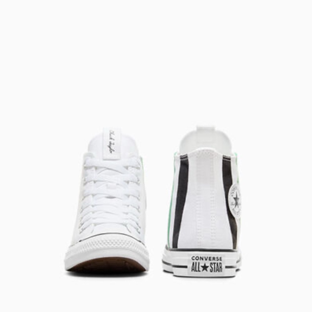 Converse White High-Tops with Green and Black Accents - Picture 5 of 7